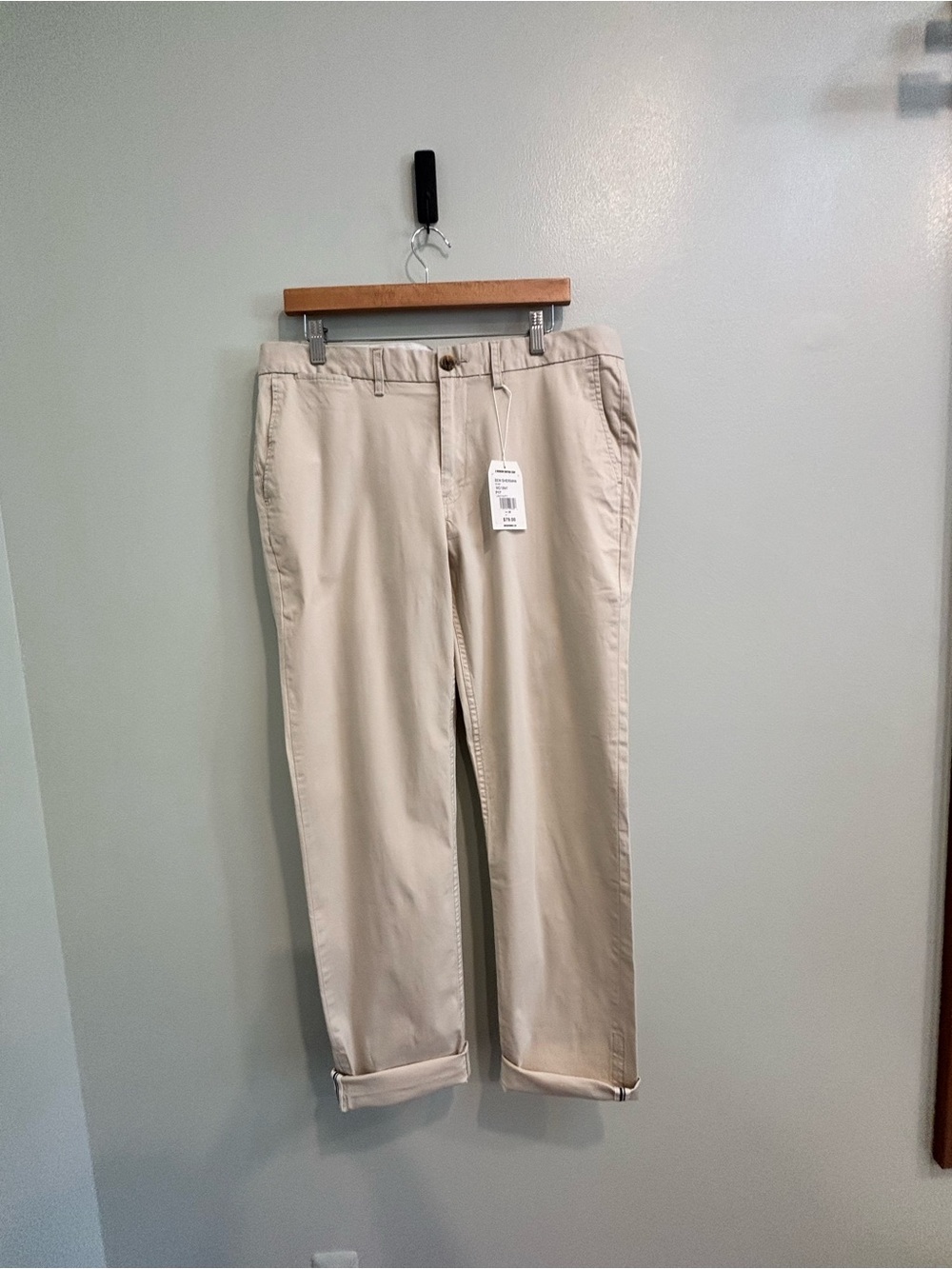 Ben Sherman NWT 36x32 lgt putty stretch fold hem Chino Pants